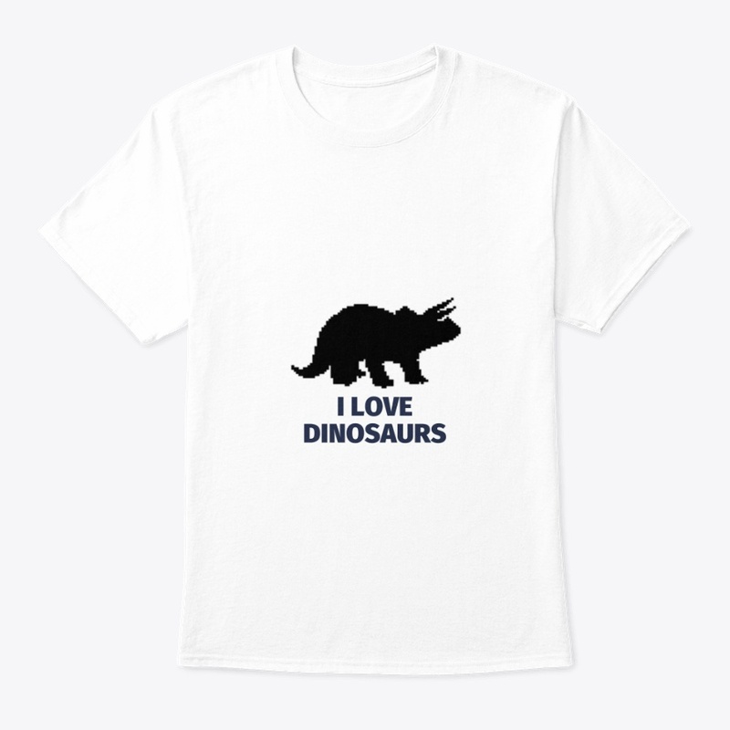 Pixel Art Dinosaur 14 White