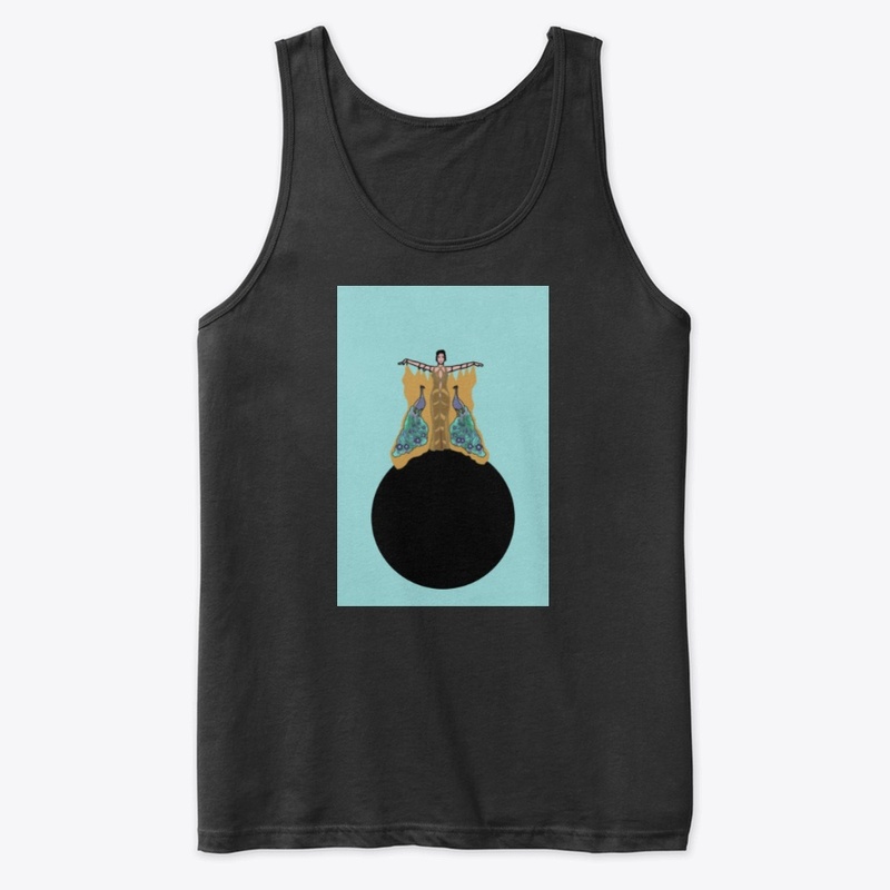 Art Deco Peacock Lady on Seafoam