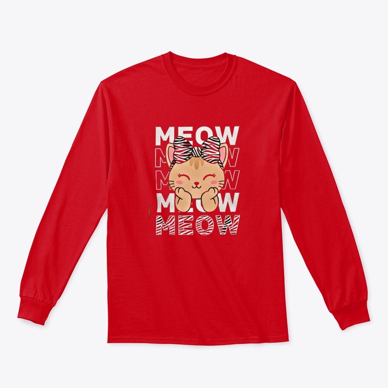 Meow Zebra Bow Cat Tee