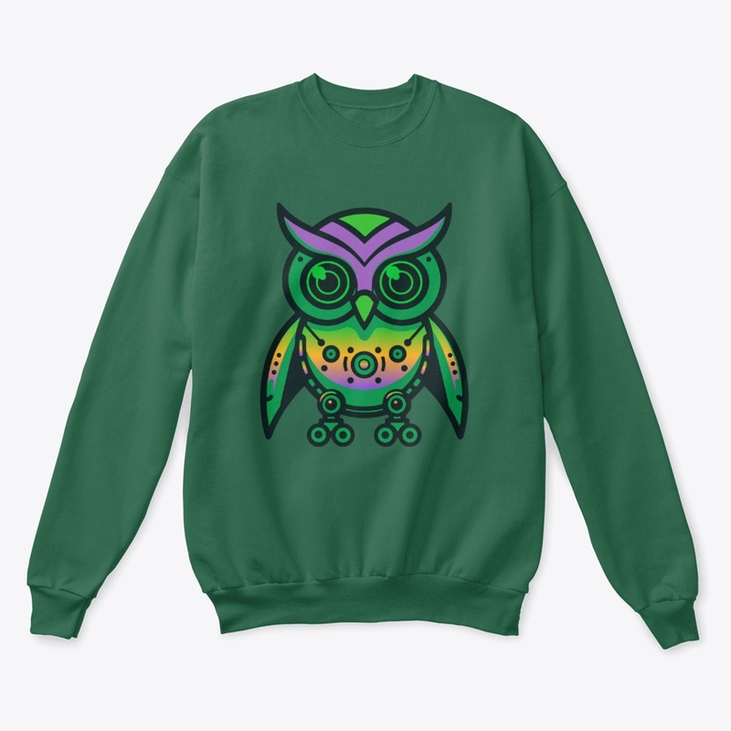 neon rainbow owl mecha