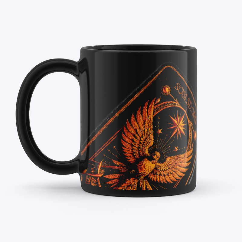 Survivor Tarot blk mug in pumpkin orange