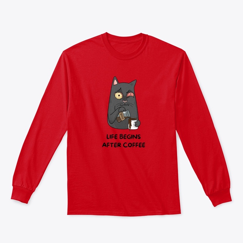 After coffee is a funny cat t-shirt