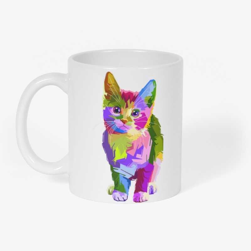 Multicolored cat printed tshirt 