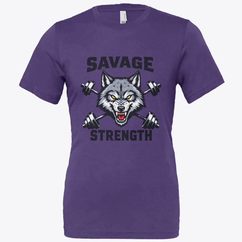 Savage Strength – Wolf & Barbell T-Shirt