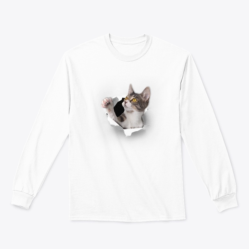Cute cat poking through the shirt