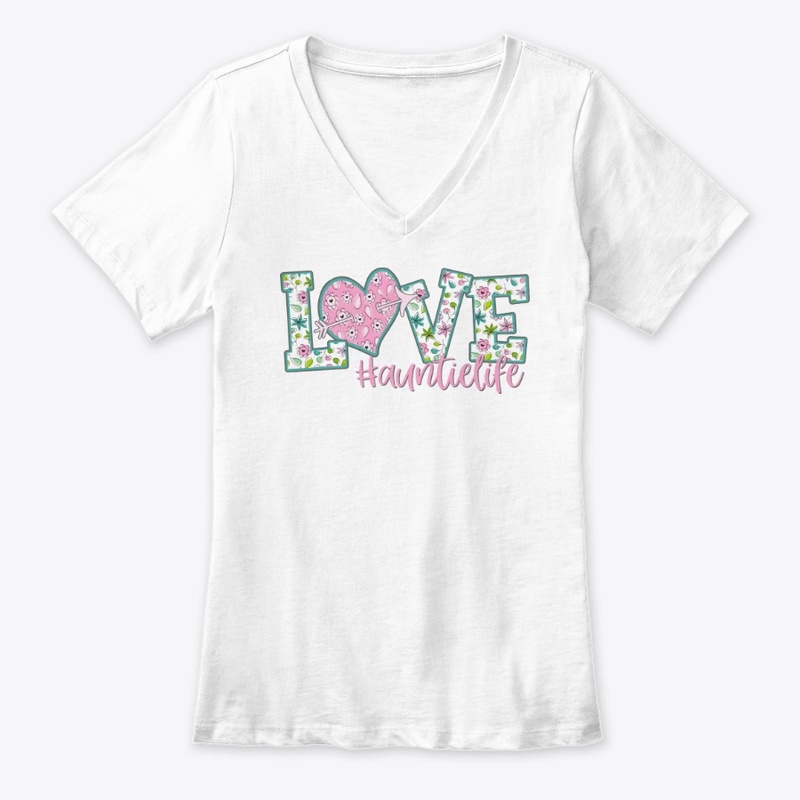 Love Auntie Life Shirt Floral Love Heart