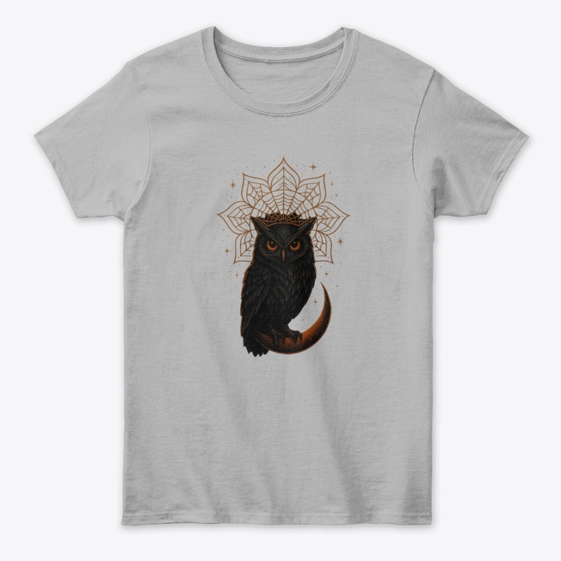 Mystic Owl on Crescent Moon