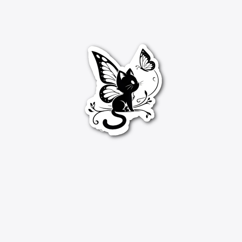Cut cat with butterfly 