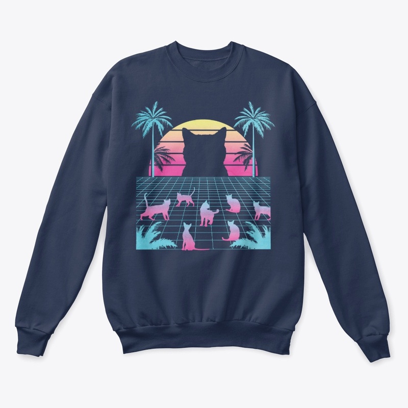 Retro Vaporwave, Cats in Sunset Paradise