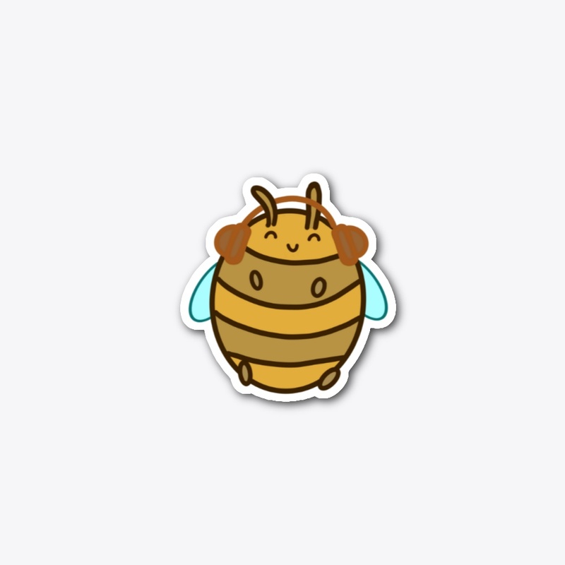 Headphone Honey Bee Sticker