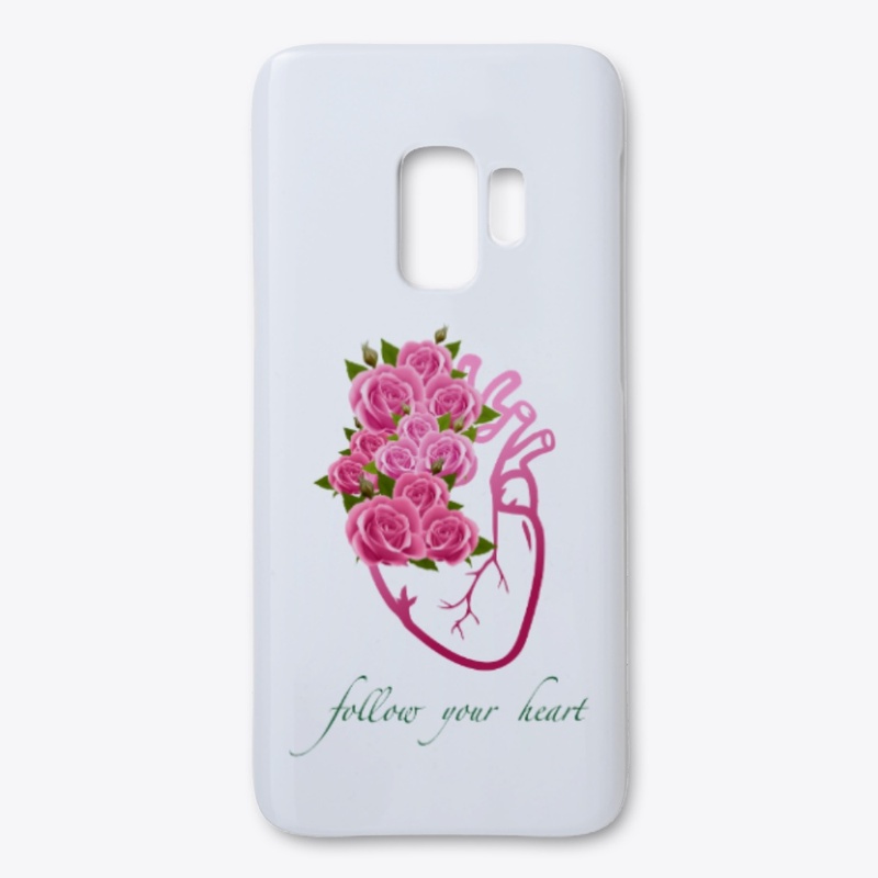 Follow Your Heart Art with Pink Roses