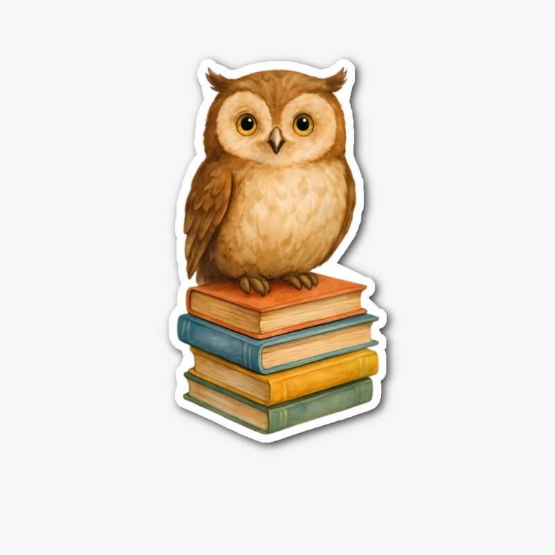 Wise Owl on Books Illustration