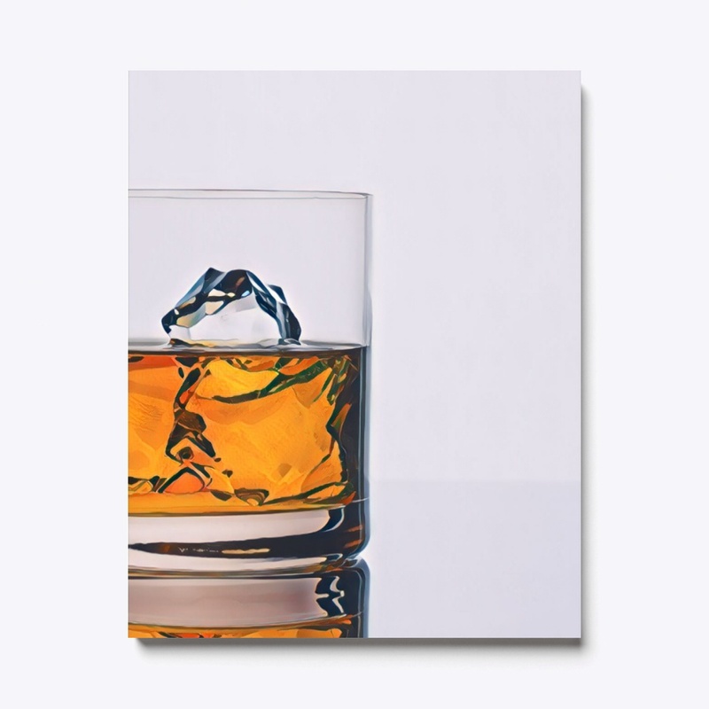 Whisky Glass With Ice - Watercolor Print