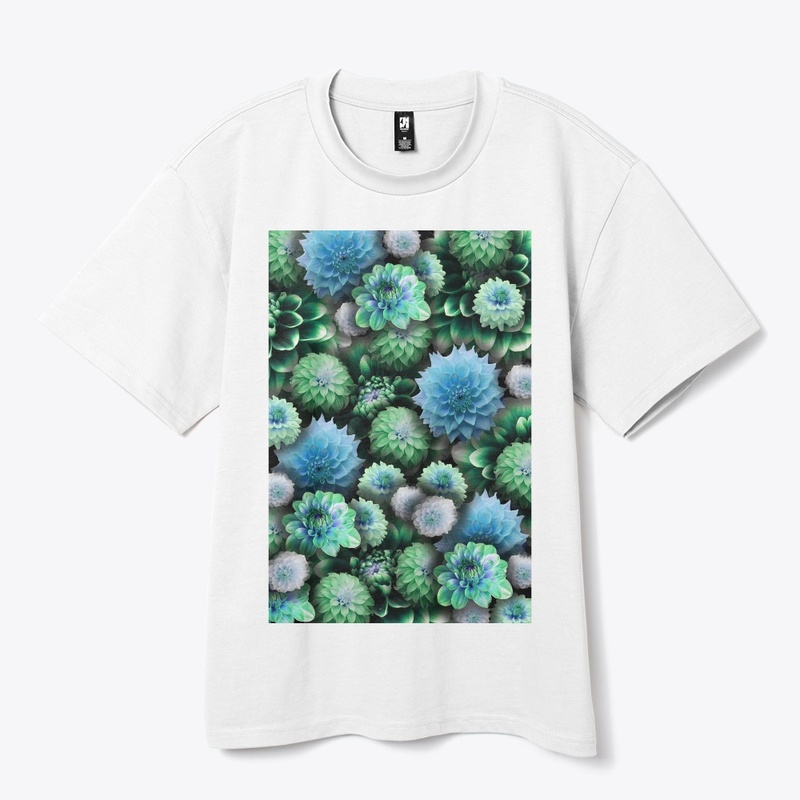 Blue Green Dahlias Collage