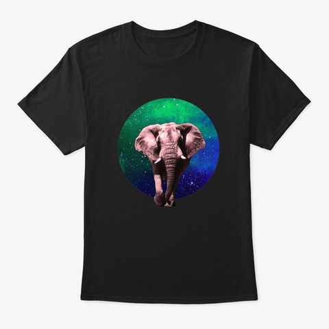 African Elephant Galaxy Sky Background W Black T-Shirt Front