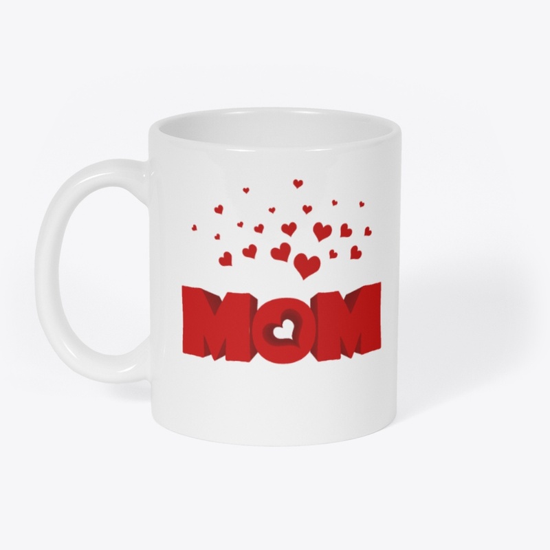 Red hearts with mom design tee