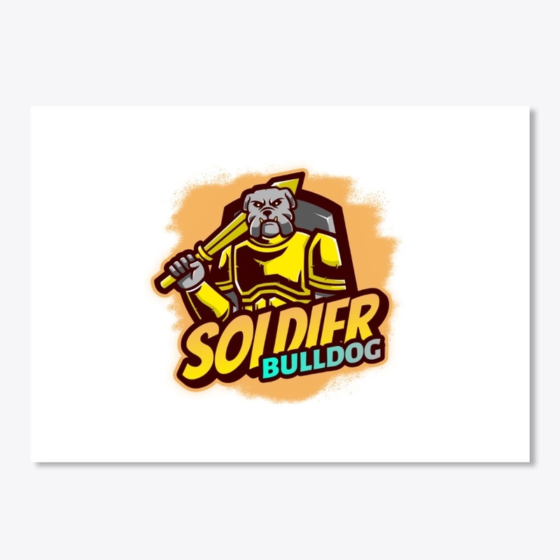 cartoon logo design: soldier bulldog