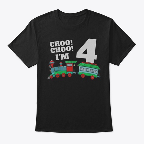 Kids Train 4 Th Birthday T Shirt Boy Trai Black Maglietta Front