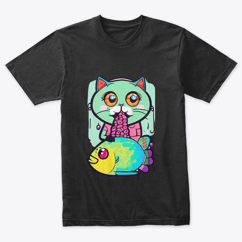 Cat and a fish with Picasso Style