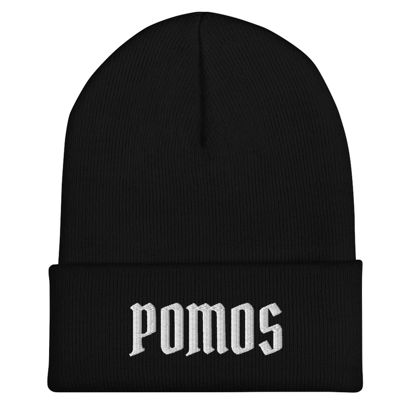 Pomos Beanie white font