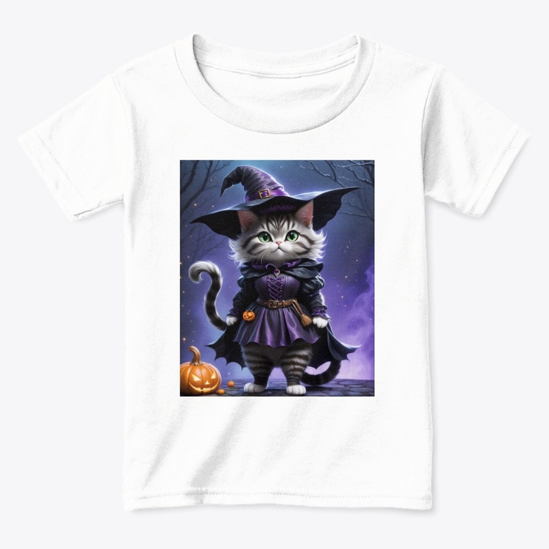 Adorable Witch Cat with Pumpkin