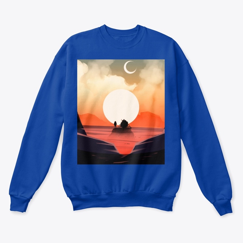 ocean view sunset and moon