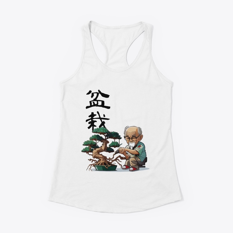 Bonsai grandpa with with calligraphy 