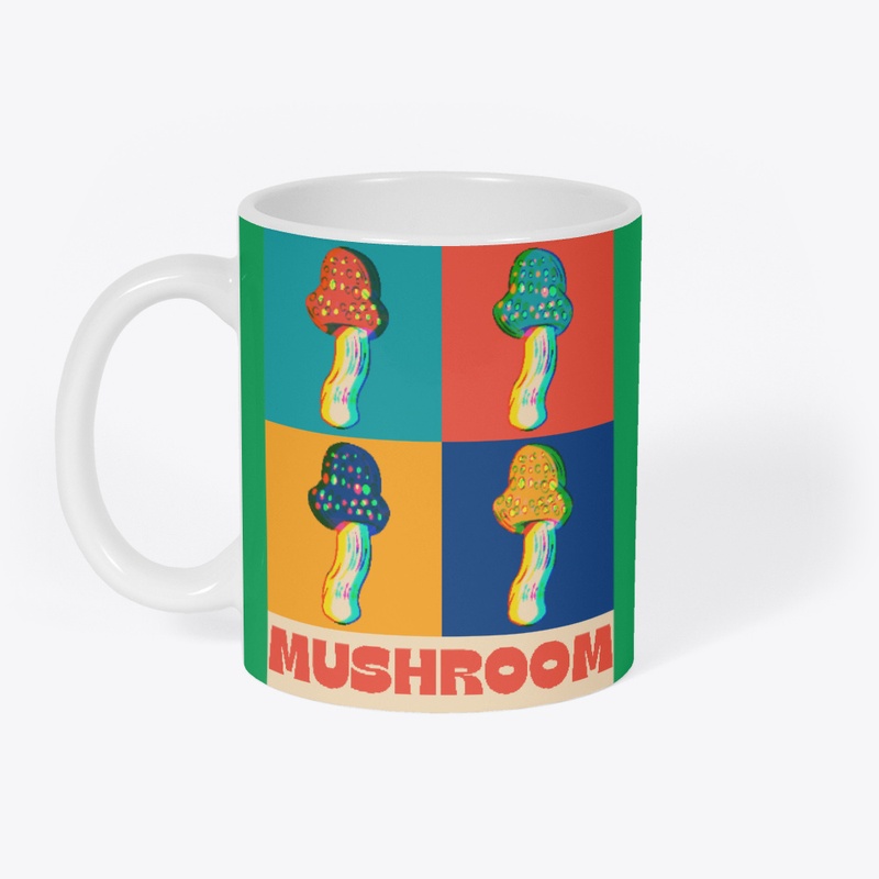 Cute mushroom collage glitch design