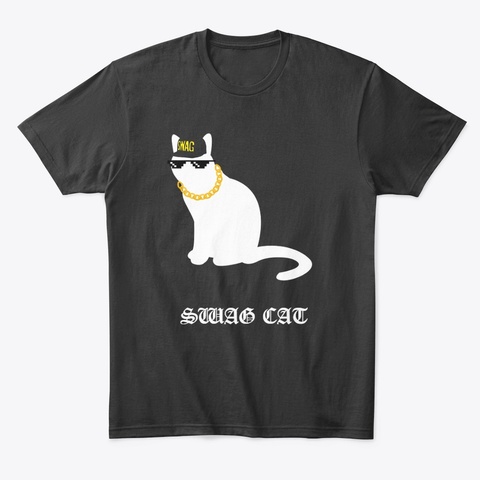 Swag Cat Black T-Shirt Front