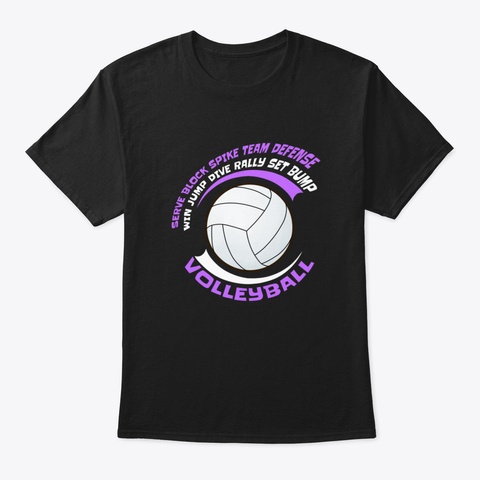 Awesome Girls Volleyball Gift Print Voll Black T-Shirt Front