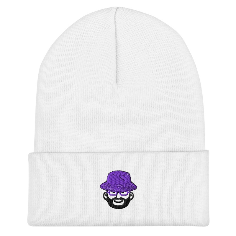 Purple Bucket White Beanie 1