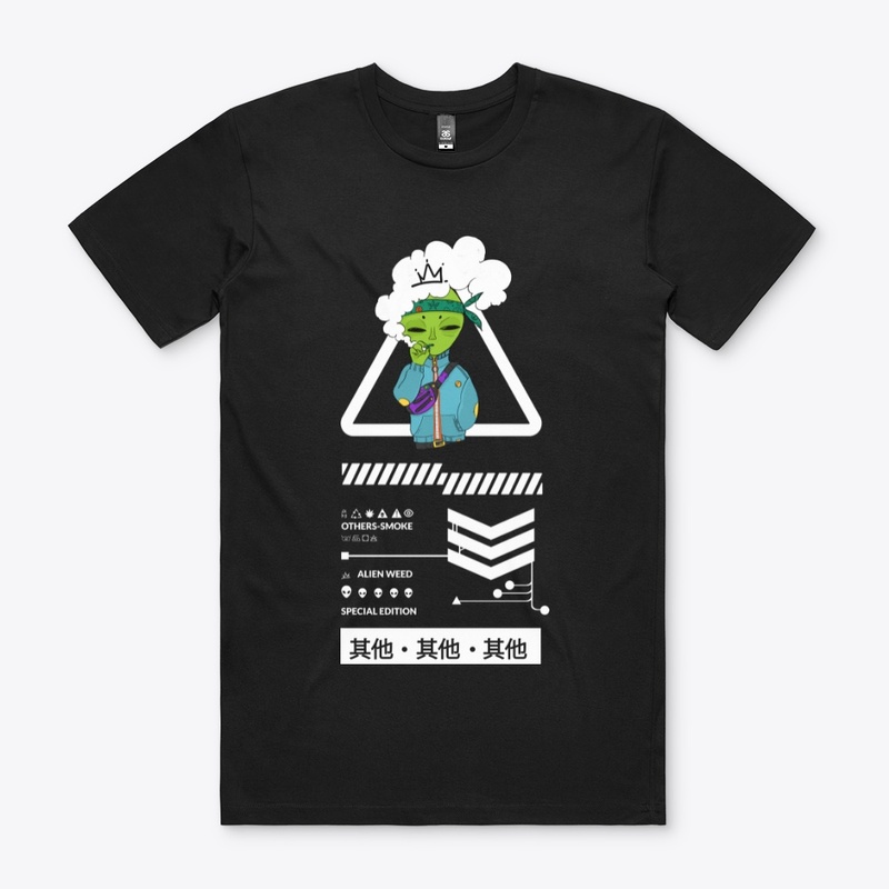 Cyberpunk! Alien in a bandana a joint. 