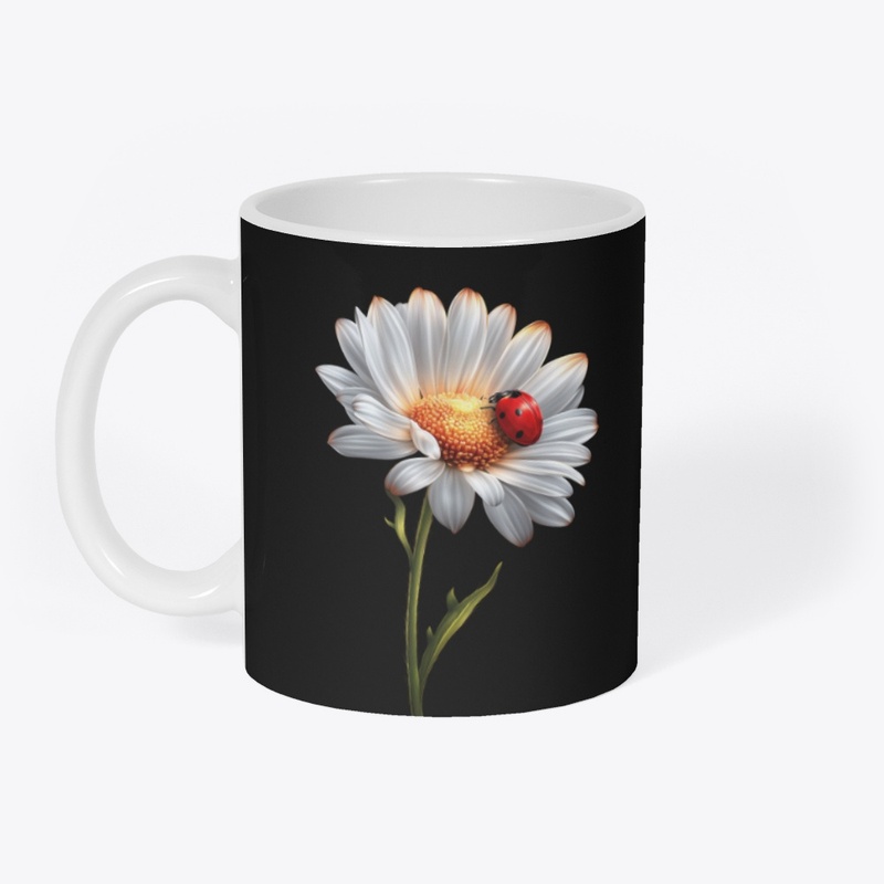White Daisy & Ladybug