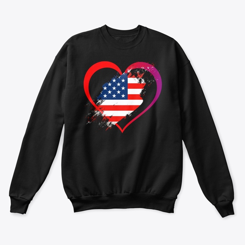 american flag in heart beautiful design 
