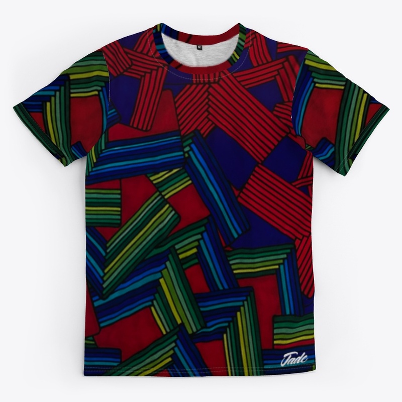 Red and Green Abstract All-Over Print 