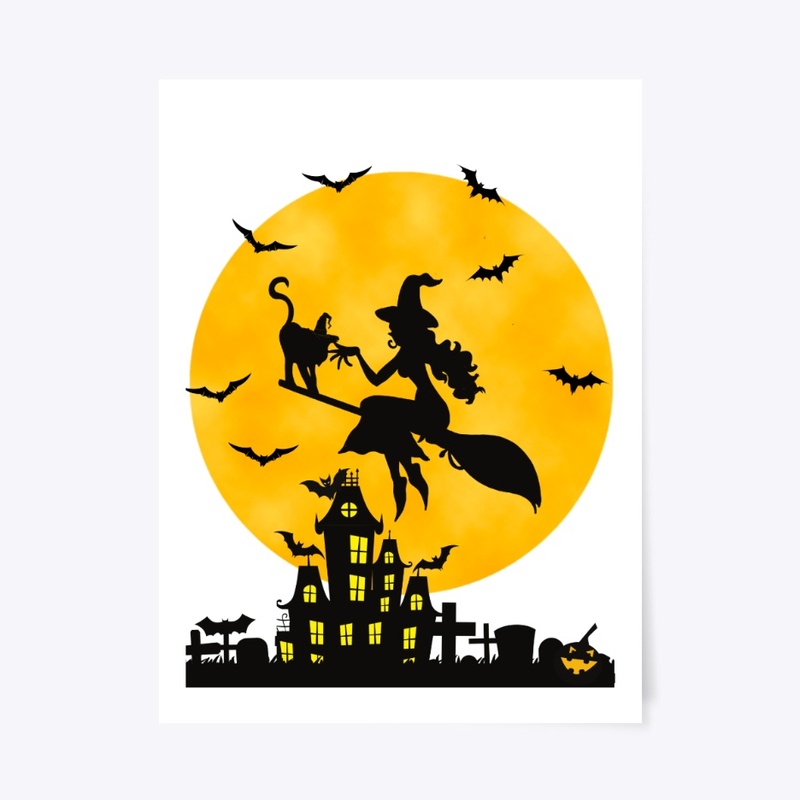 Halloween Witch With Her Cat