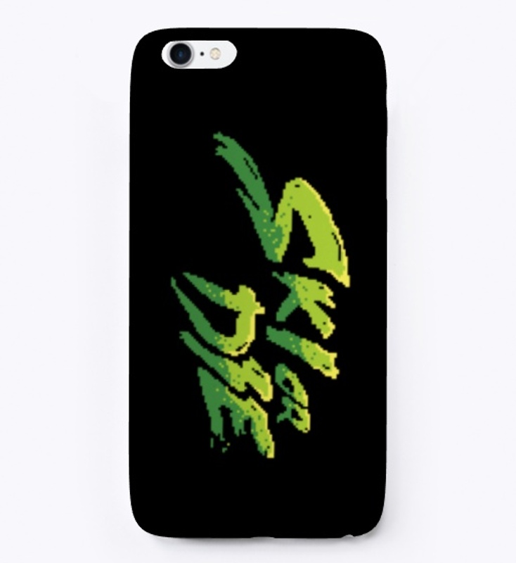 Acid Green Ski or Die Pixel art Logo