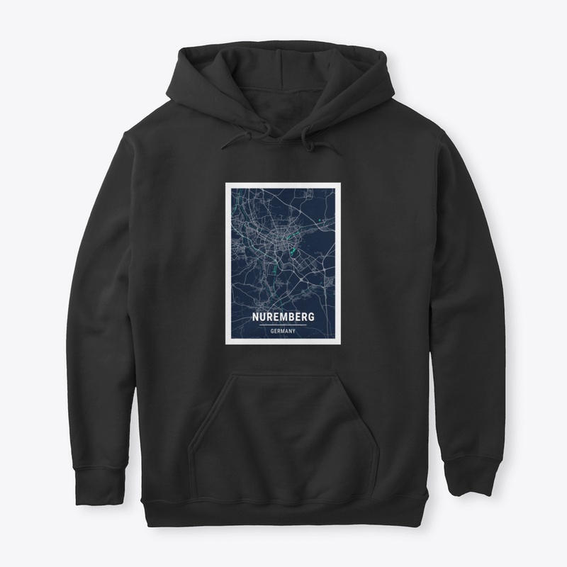 Nuremberg Blue Dark Color City Map
