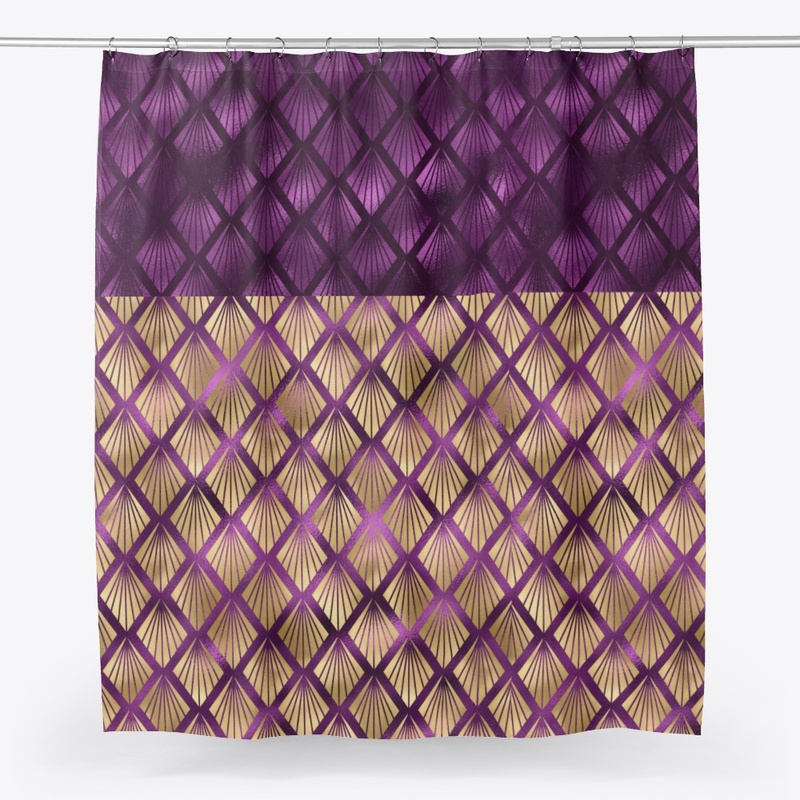 Purple and Gold Abstract Print 