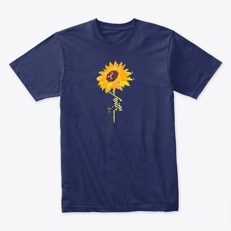 Sunflower Faith Cross With Pink Ribbon