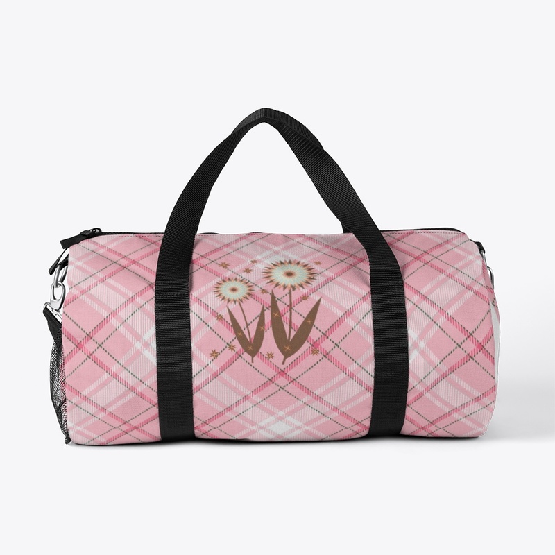 Pink plaid duffle bag