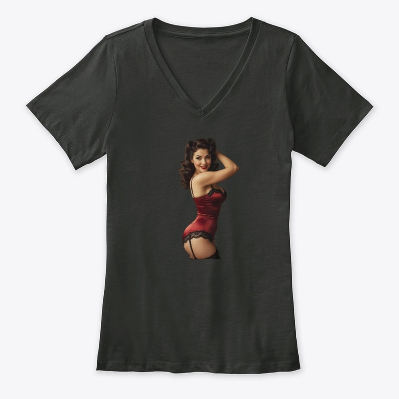 Vintage Red Corset PinUp Girl Rockabilly