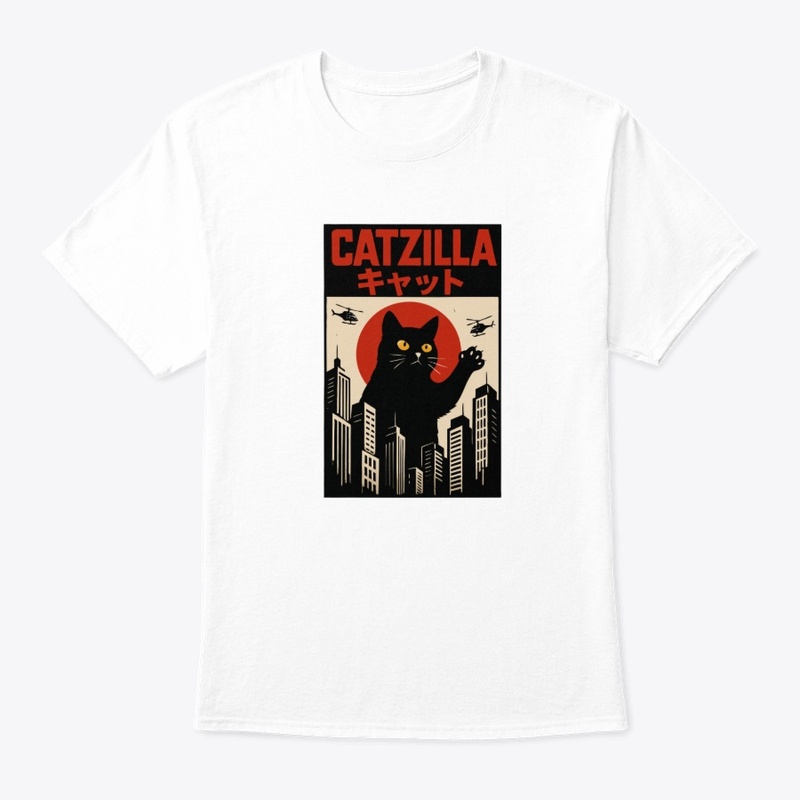 Catzilla Funny Giant Black Cat Japanese