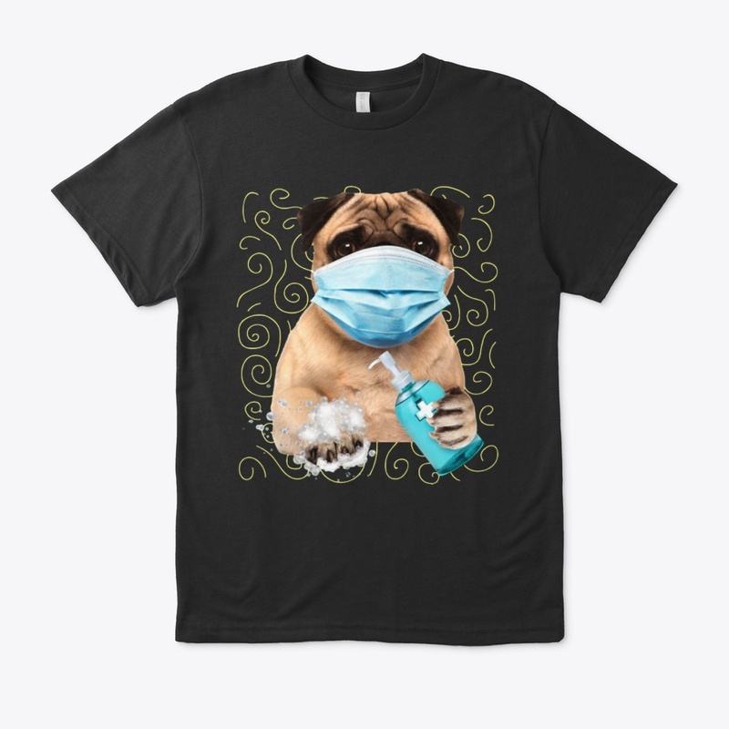 Pug with mask,covid-19 us
