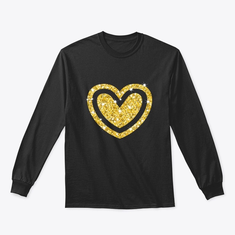 Gold Glitter Heart in Heart 