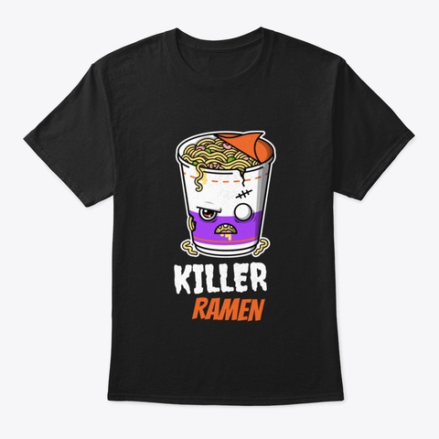 Killer Ramen Kawaii Black T-Shirt Front