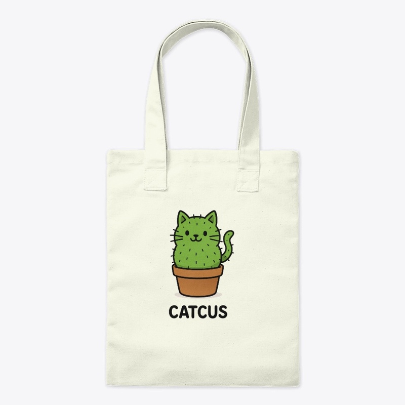 Cute Cartoon Cat Cactus Illustration