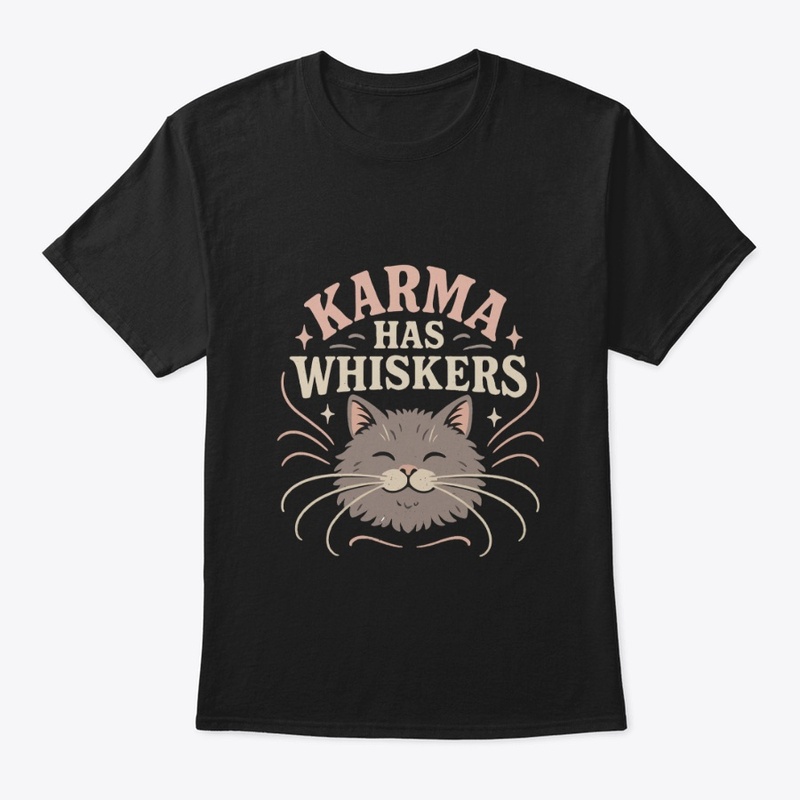 Karma Has Whiskers Retro Cat Tee Gift