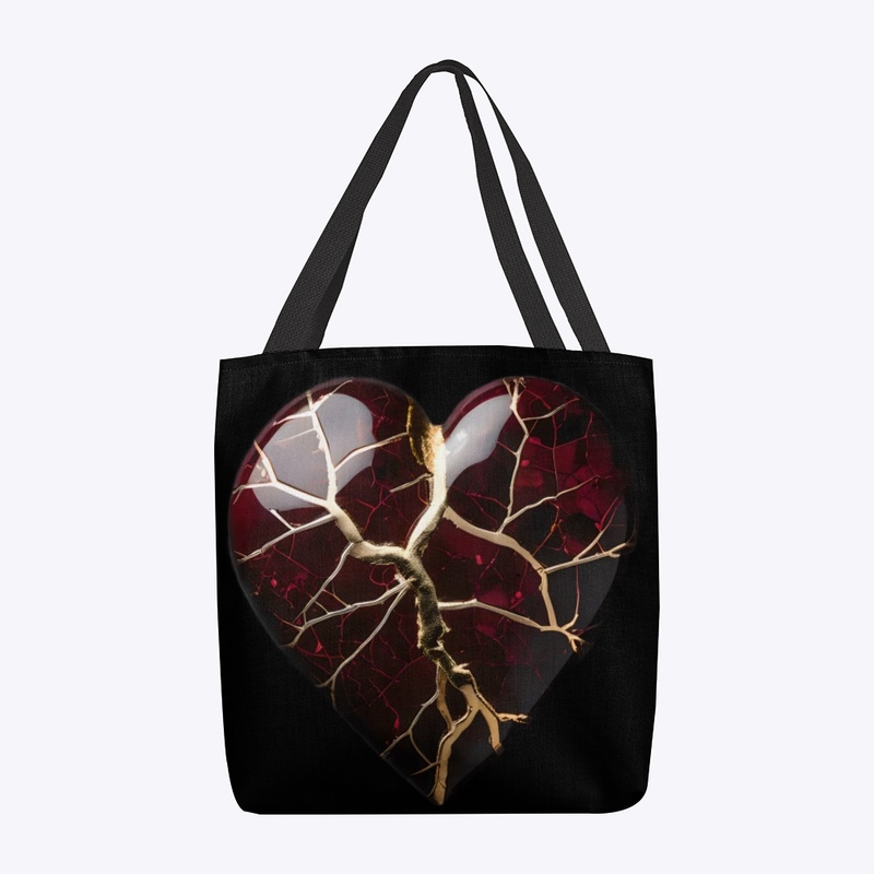 Kintsugi heart print tote bag