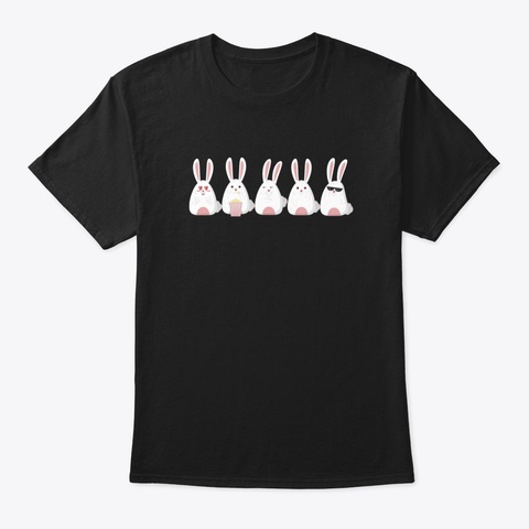 Rabbit Family Black T-Shirt Front